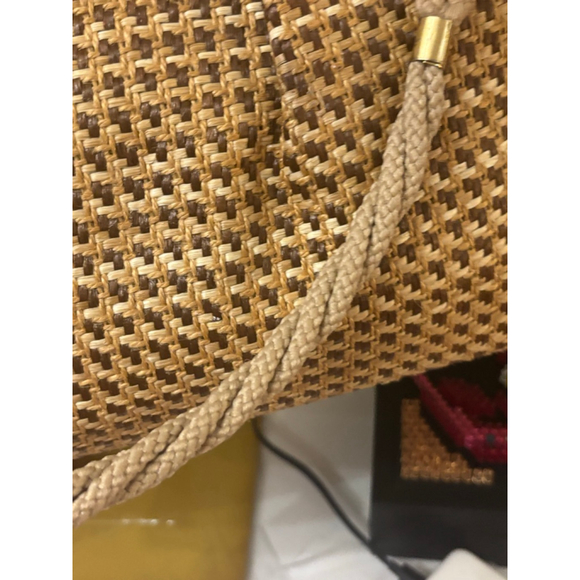 Vintage Delli Beige Brown Woven Bamboo Handle One Size Shoulder Bag - Picture 4 of 11